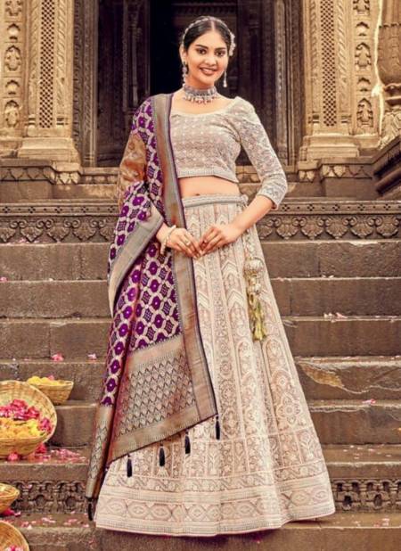 Purple Colour Gajraj Lehenga New Latest Designer Ethnic Wear Georgette With Lucknowy Work Lehenga Choli Collection 8006